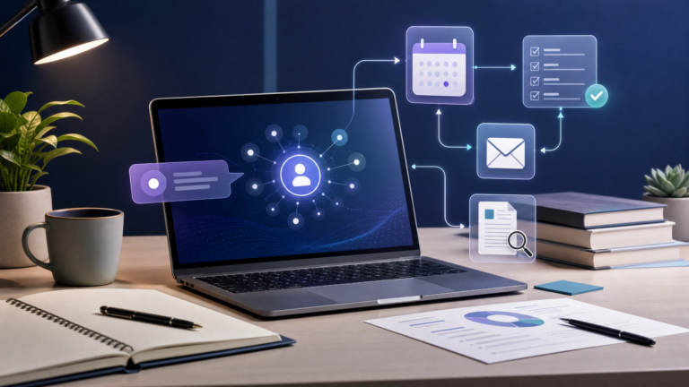 AI tools helping organize everyday productivity tasks on a laptop