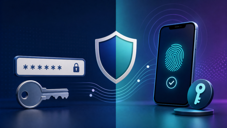 Passkey fingerprint authentication compared with a traditional password
