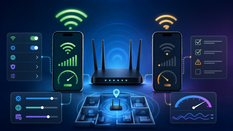 Comparing Wi-Fi performance on two phones connected to the same router