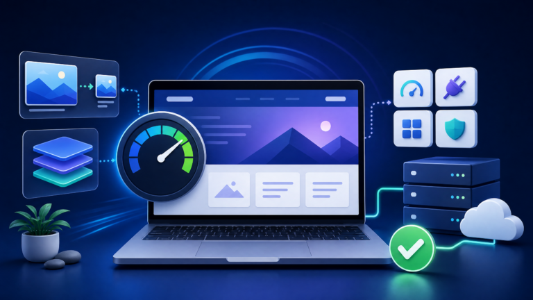 WordPress website speed optimization with caching, optimized images, and performance checks